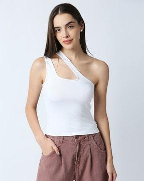 one-shoulder crop top