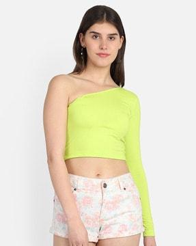 one shoulder crop top