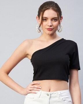 one-shoulder crop-top