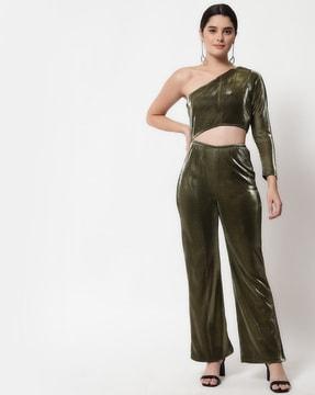 one shoulder cut out jumpsuit