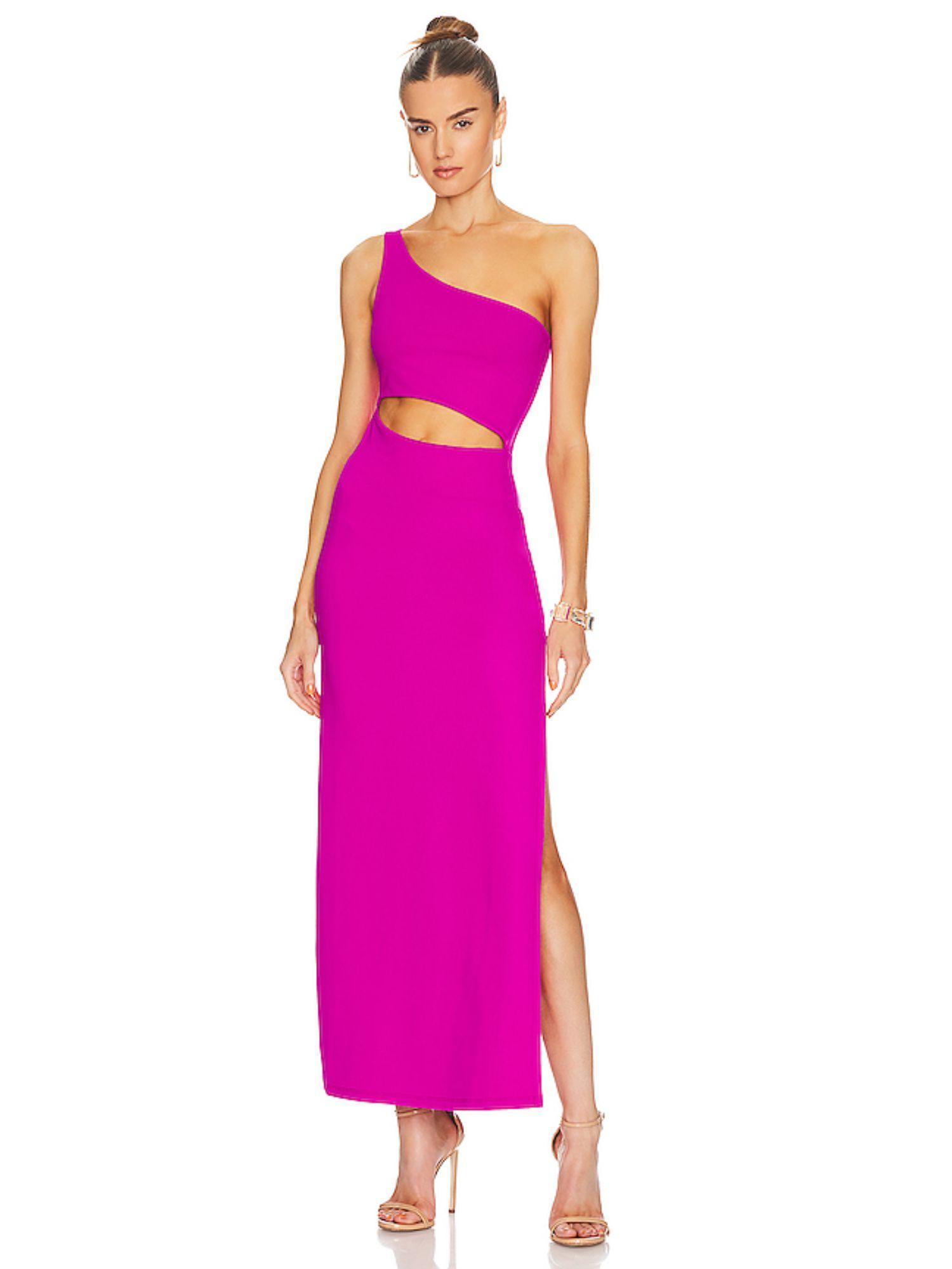 one shoulder cutout midi dress