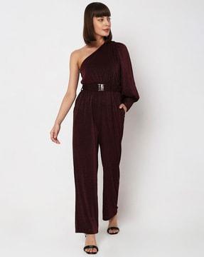 one-shoulder jumpsuit with insert pockets