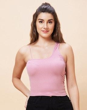 one-shoulder ribbed top