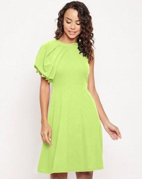 one shoulder ruffle fit & flare dress