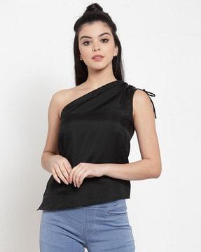 one shoulder slim-fit top