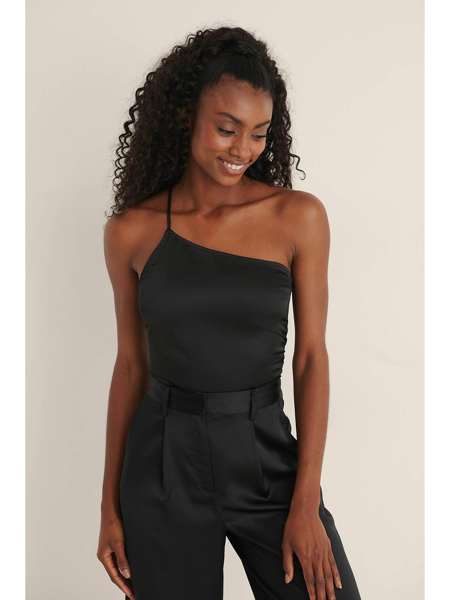 one shoulder strap top black