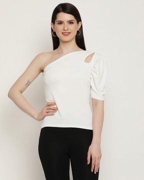 one-shoulder top with cutout