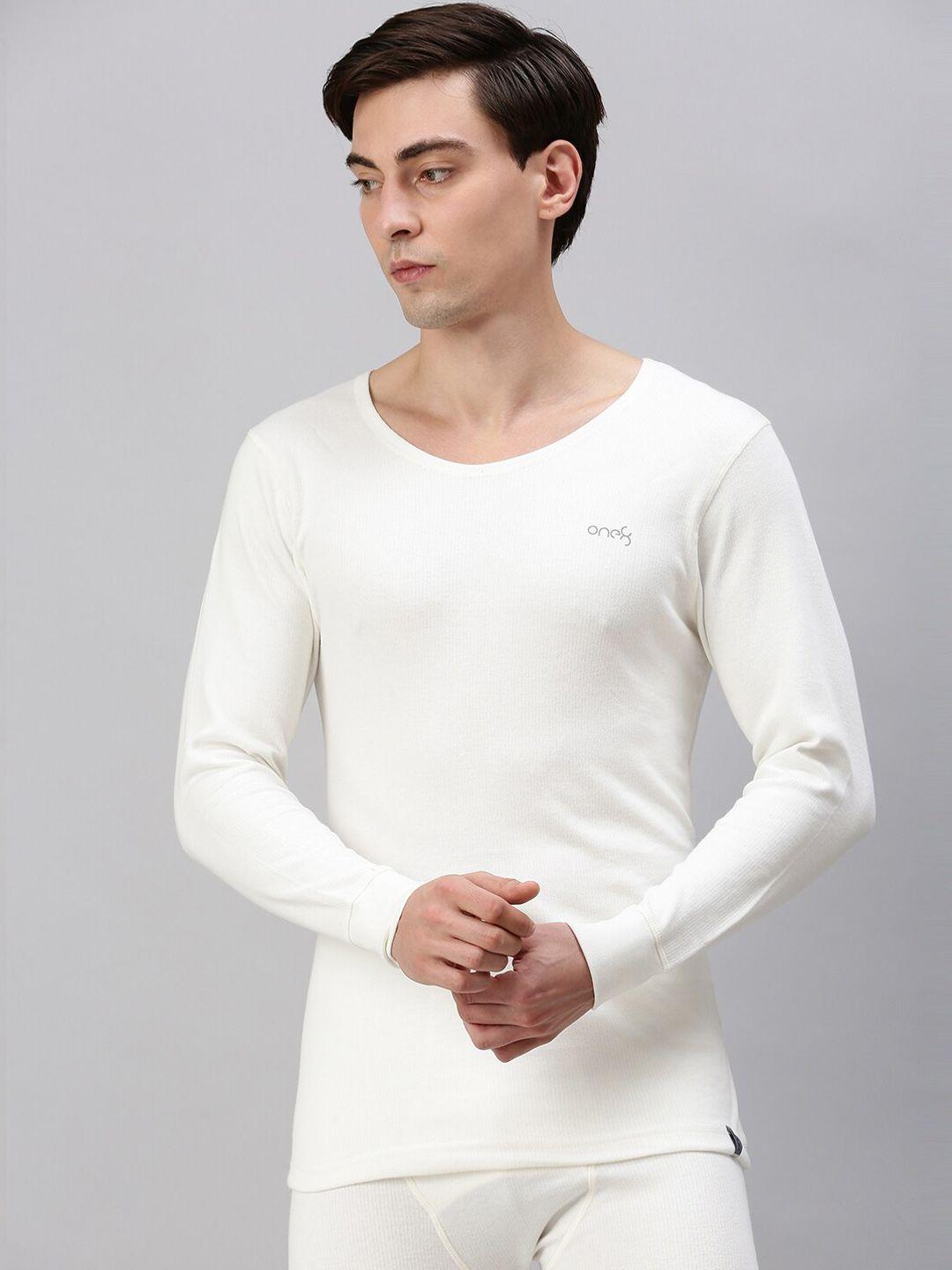 one8 by virat kohli men white solid cotton thermal tops