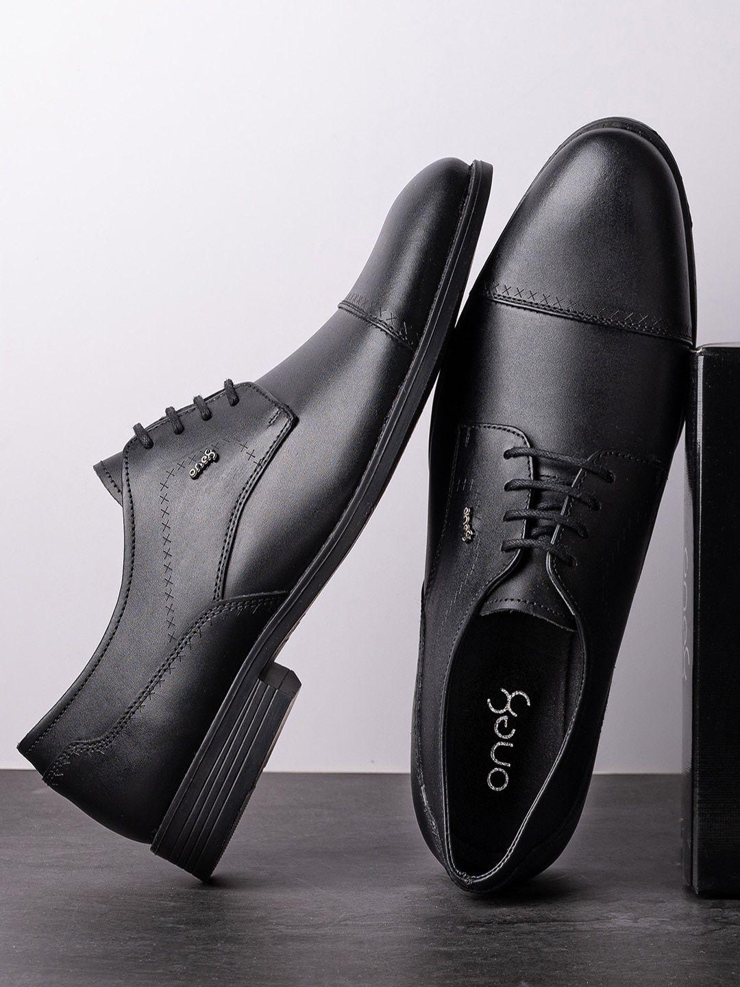 one8 men black solid formal derbys shoes