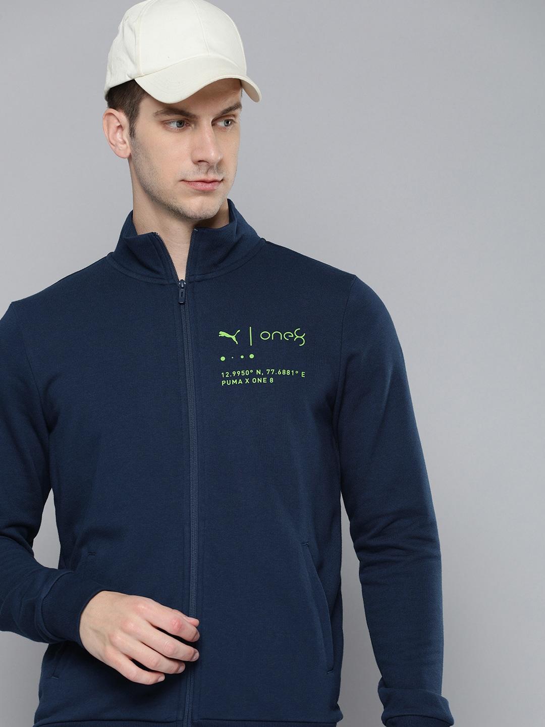 one8 x puma brand logo printed slim fit outdoor sporty jacket