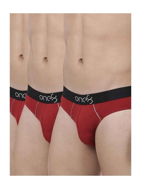 one8 by virat kohli maroon cotton briefs (pack of 3)