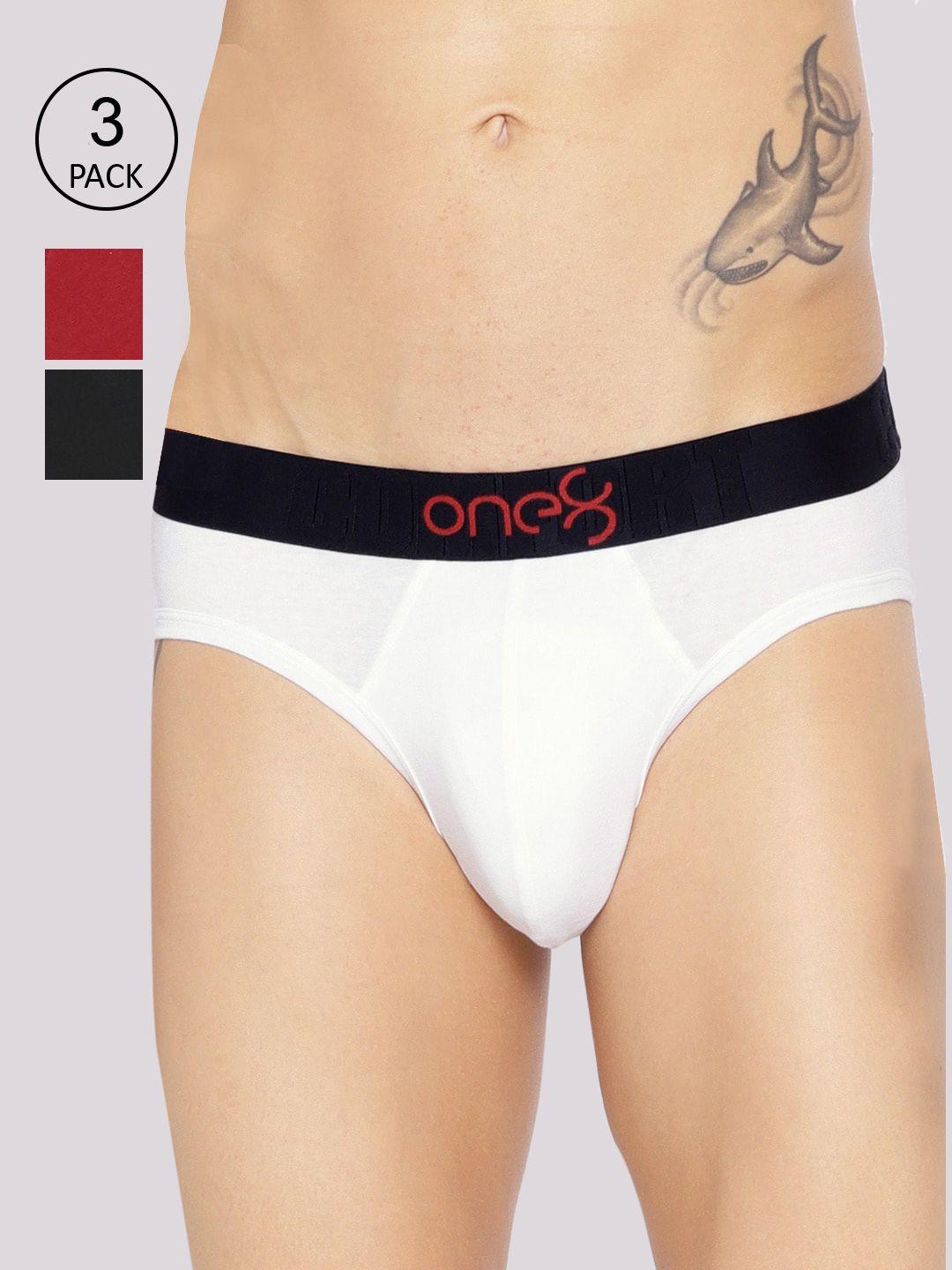 one8 by virat kohli men pack of 3 white, red and black solid cotton briefs