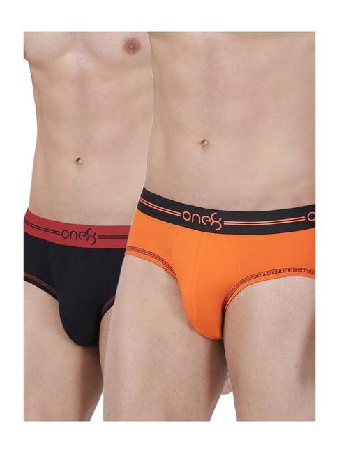 one8 by virat kohli orange & black cotton briefs (pack of 2)