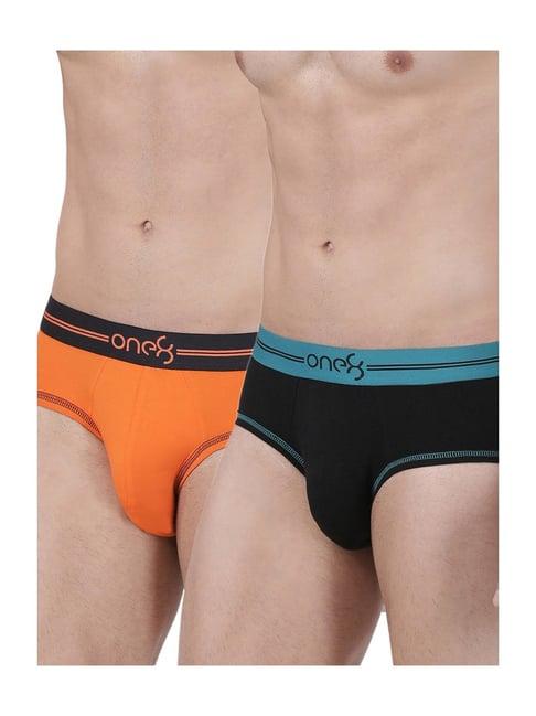 one8 by virat kohli orange & navy cotton briefs (pack of 2)