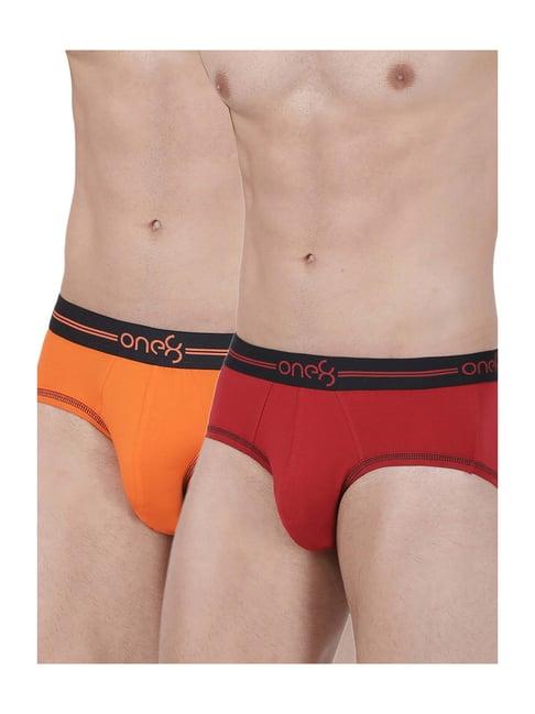 one8 by virat kohli orange & red cotton briefs (pack of 2)