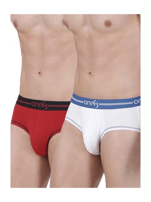 one8 by virat kohli red & white cotton briefs (pack of 2)