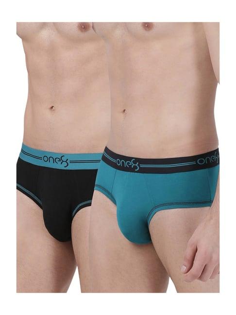 one8 by virat kohli teal & navy cotton briefs (pack of 2)