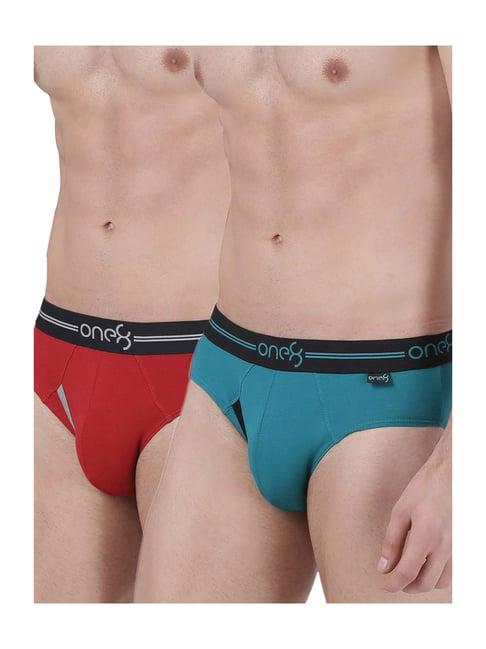 one8 by virat kohli teal & red cotton briefs (pack of 2)