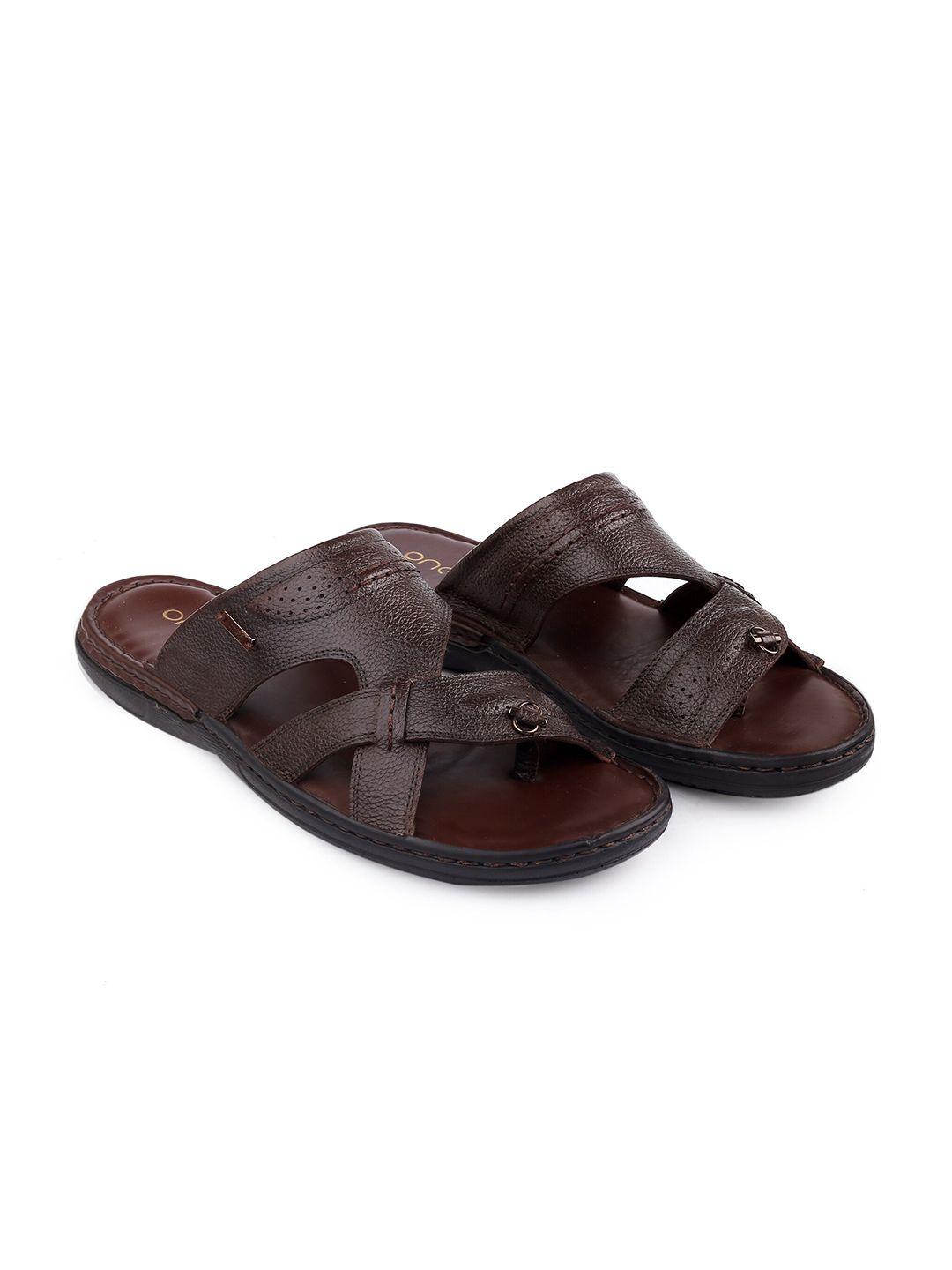 one8 men brown leather comfort sandals