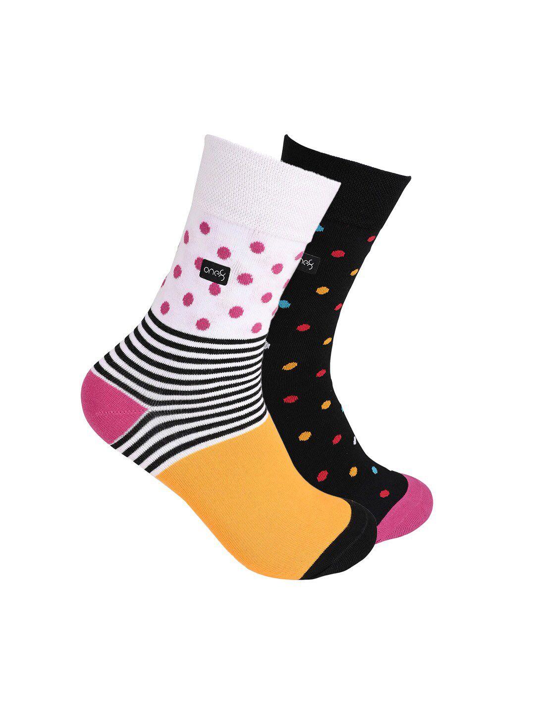 one8 men pack of 2 assorted printed cotton calf-length socks