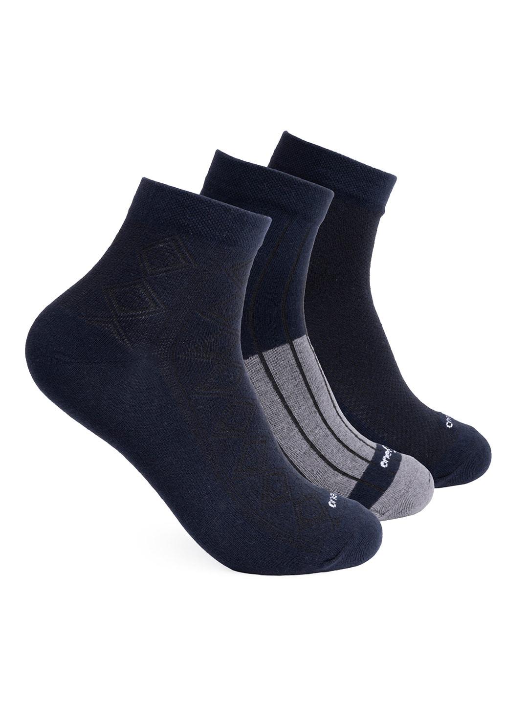 one8 men pack of 3 patterned cotton anti-microbial ankle-length socks