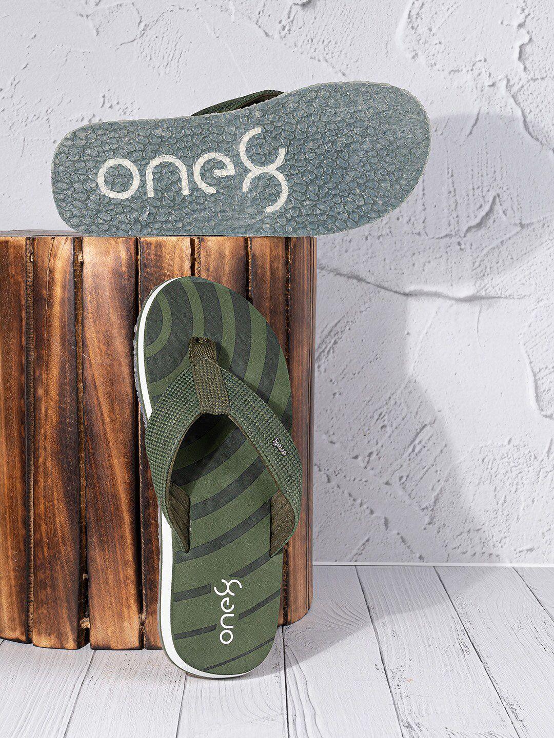 one8 men printed textured anti-skid bounce back mid-sole water-resistant thong flip-flops