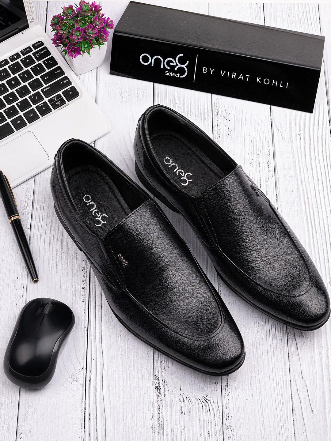 one8 men textured leather formal slip-on shoes