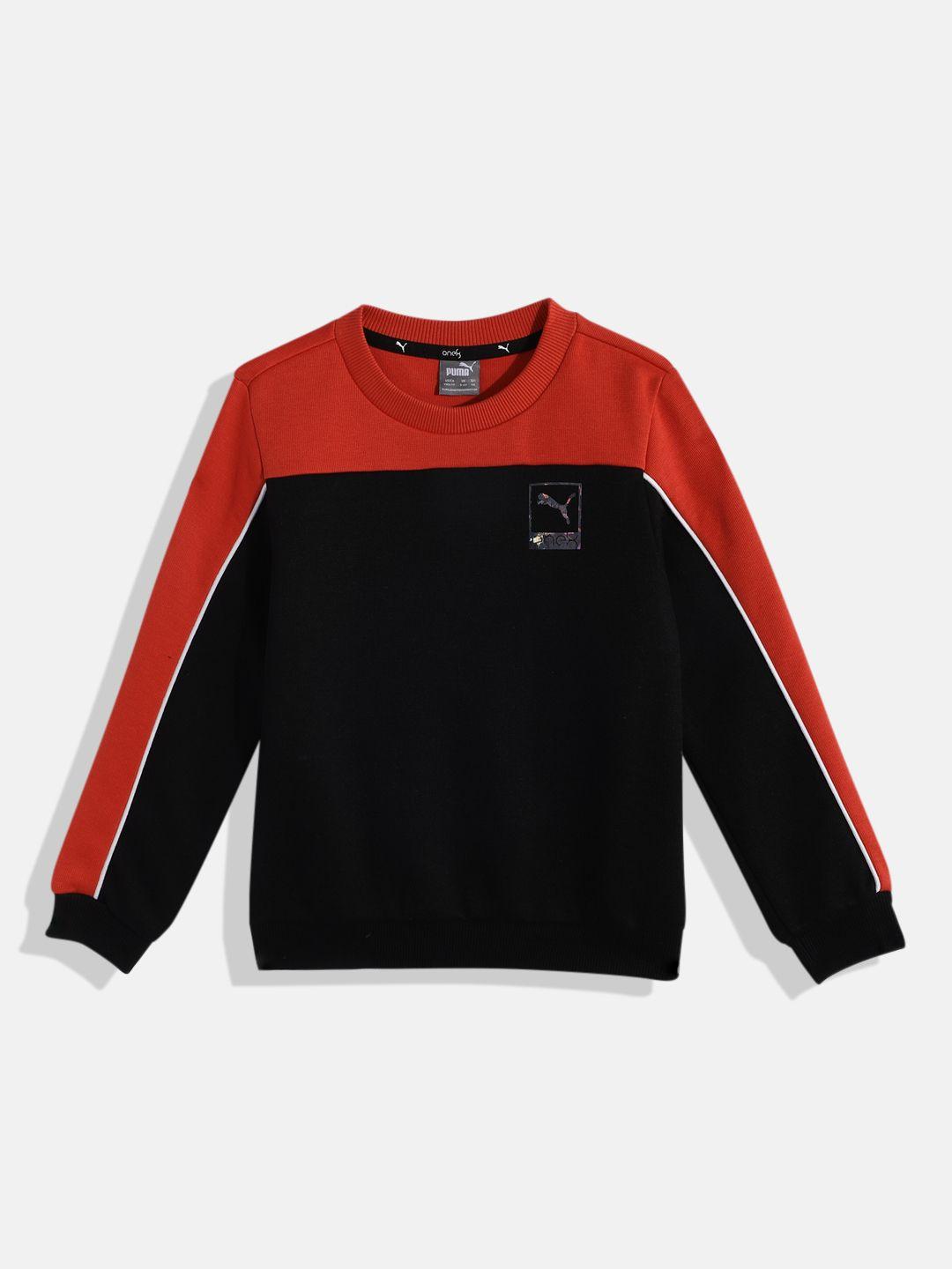 one8 x puma boys black & red colourblocked sweatshirt