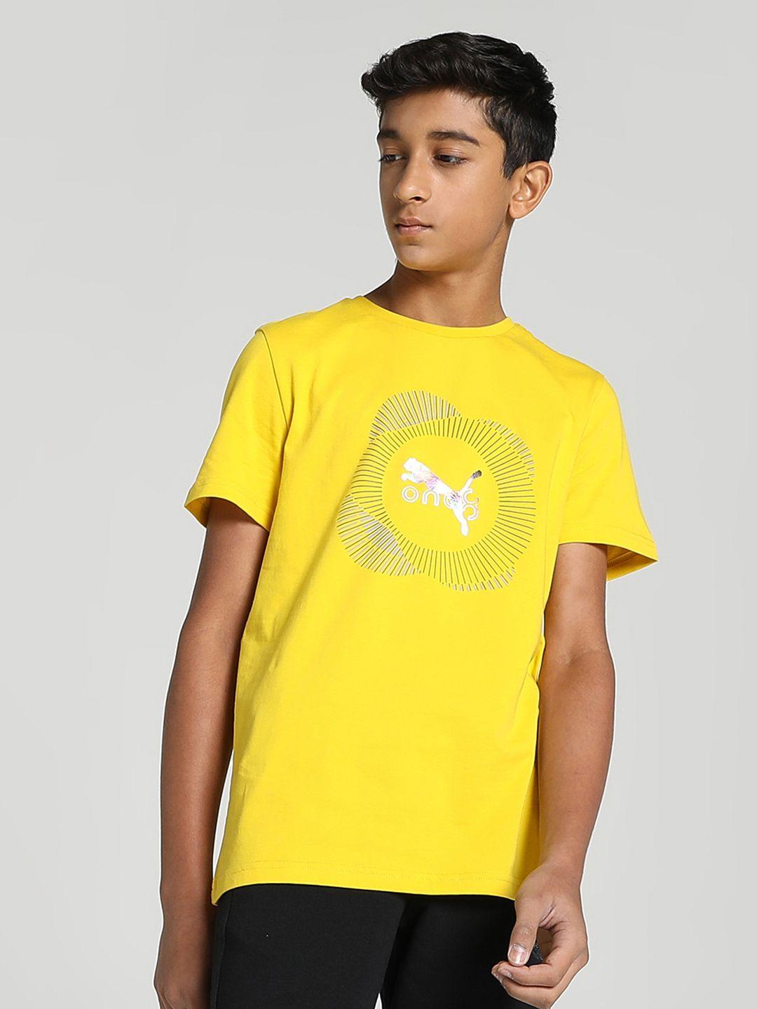 one8 x puma boys pure cotton brand logo printed t-shirt