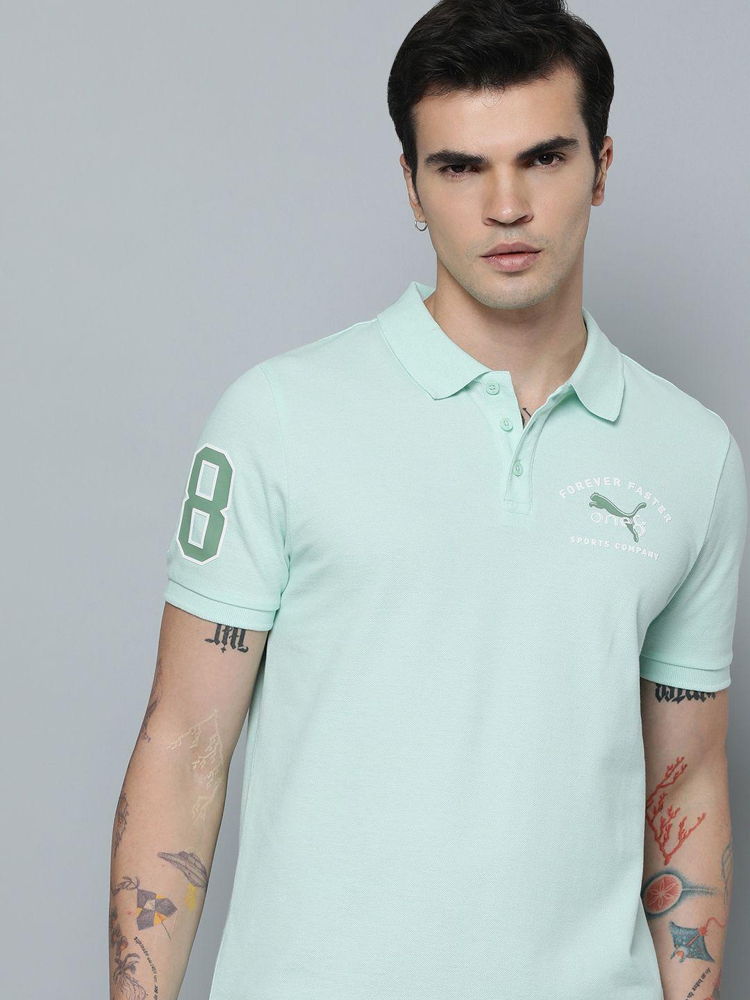 one8 x puma brand logo printed polo collar slim fit t-shirt