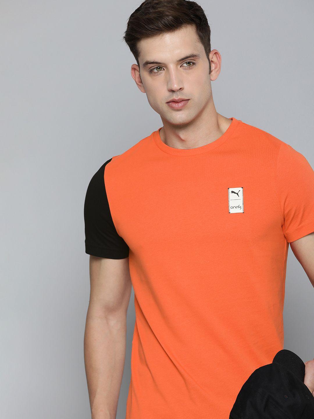 one8 x puma colourblocked pure cotton slim fit t-shirt