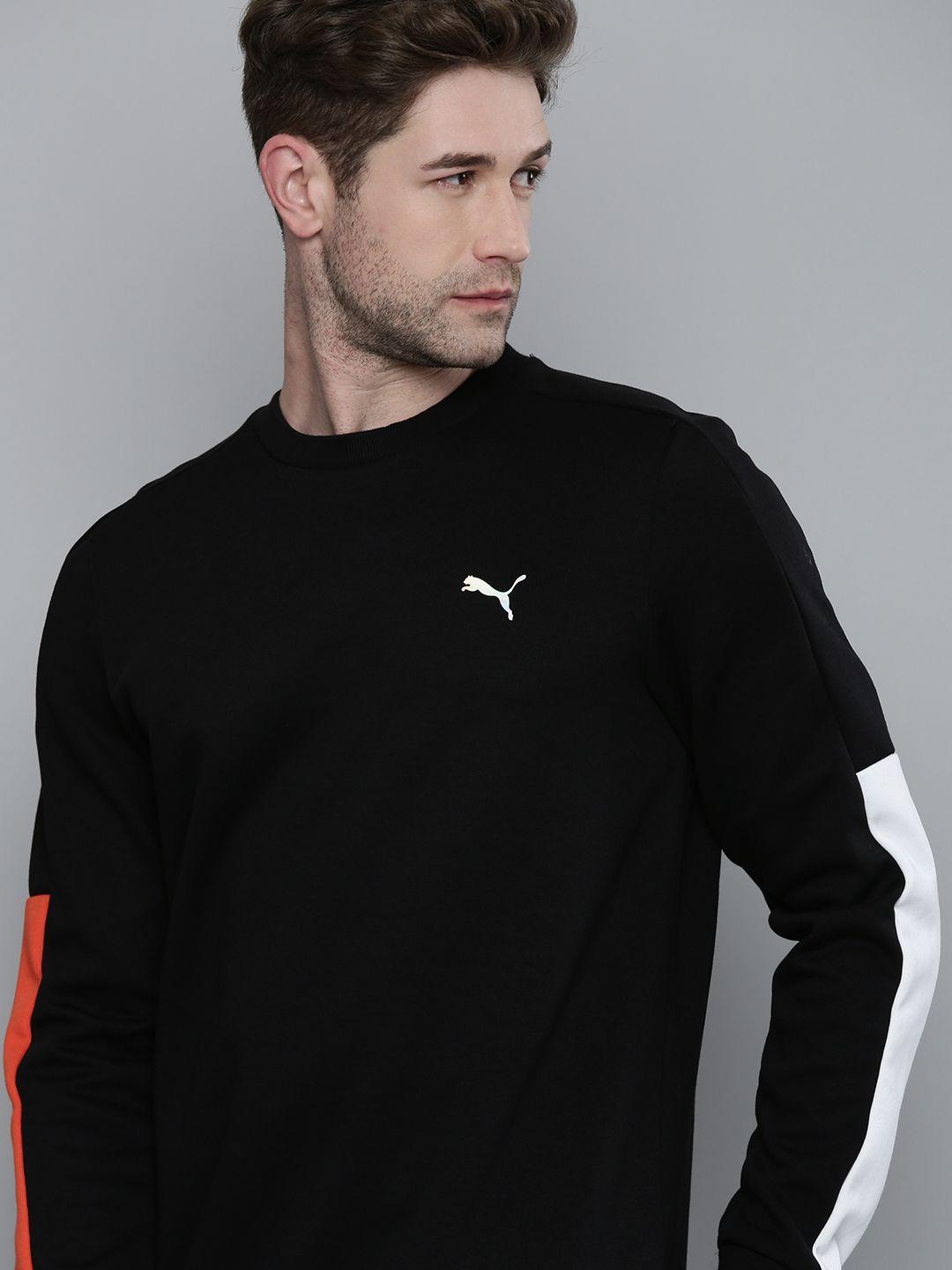 one8 x puma men black & red brand logo printed virat kohli sweatshirt