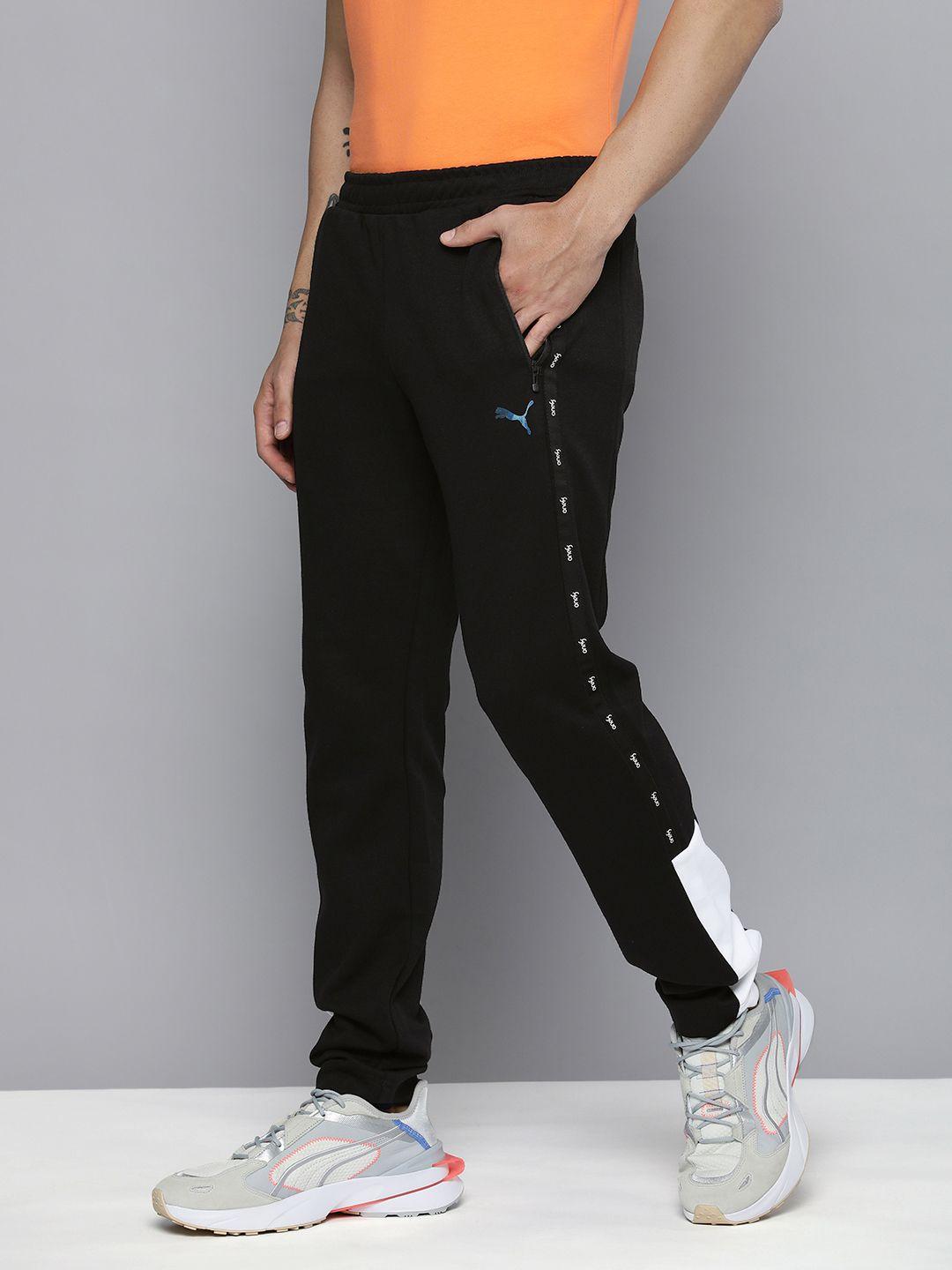 one8 x puma men black brand logo printed slim fit regular track pants