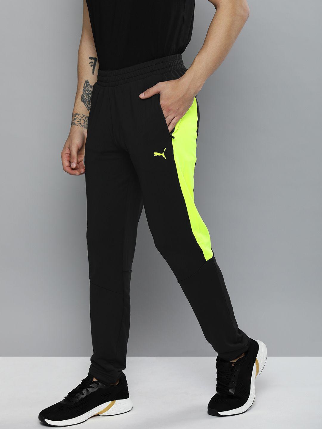 one8 x puma men black drycell coloublocked virat kohli active track pants