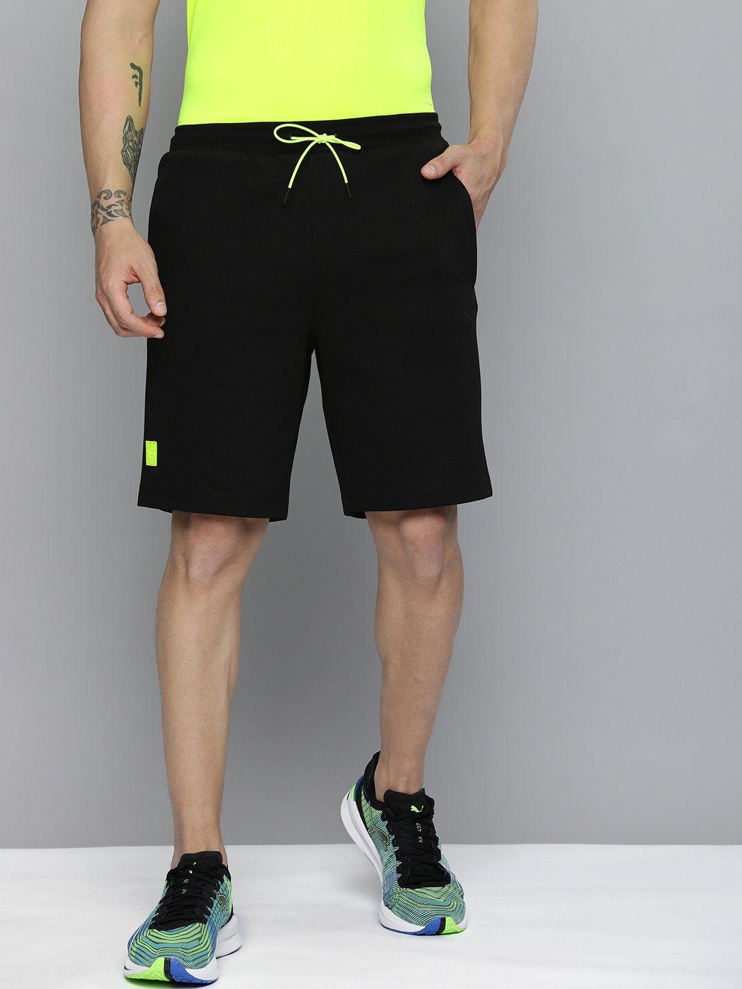 one8 x puma men black solid virat kohli sports shorts