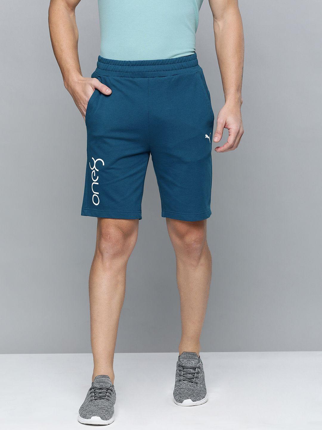 one8 x puma men blue slim fit sports shorts