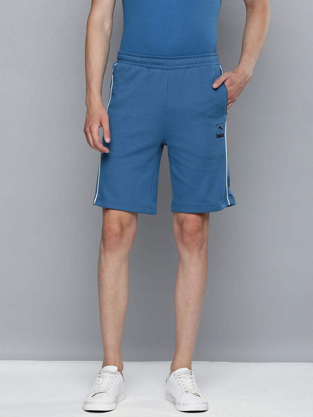 one8 x puma men blue solid drycell shorts