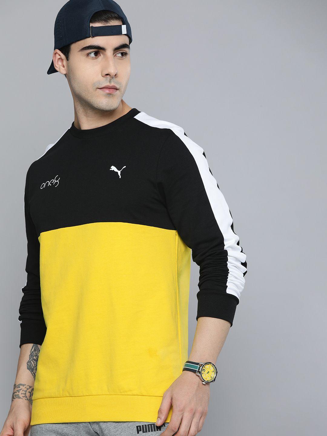 one8 x puma men colourblocked slim-fit sweatshirt with logo detail