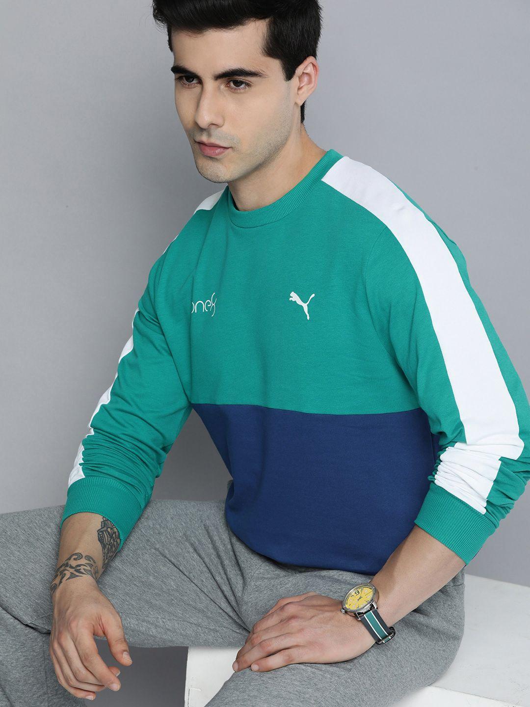 one8 x puma men colourblocked slim-fit sweatshirt