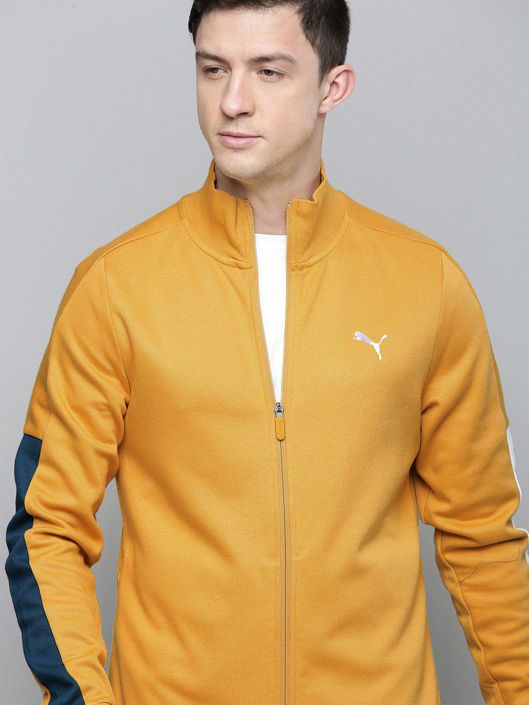 one8 x puma men mustard yellow solid track jacket with contrast details