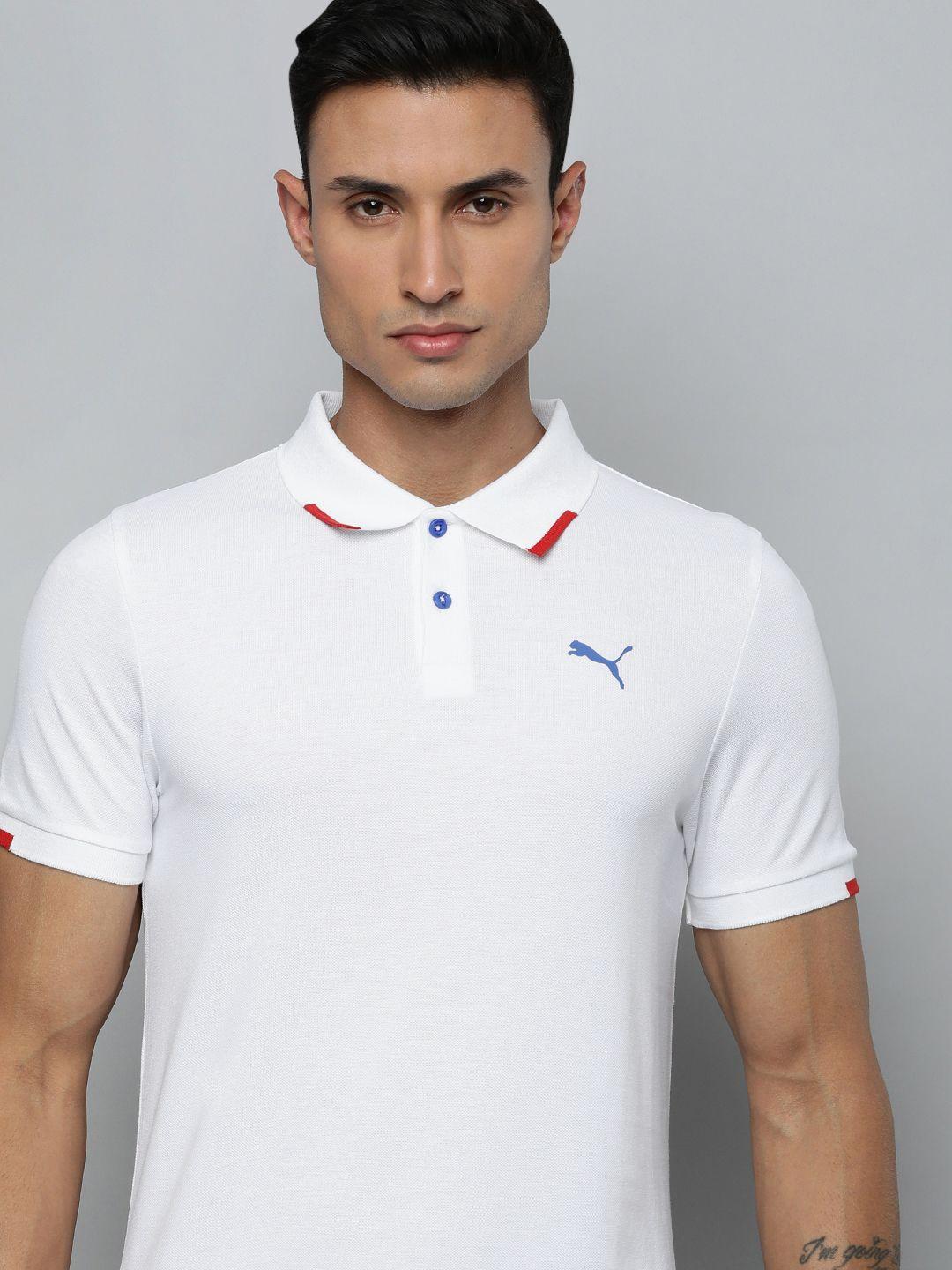 one8 x puma men polo collar solid sports t-shirt with brand logo detail