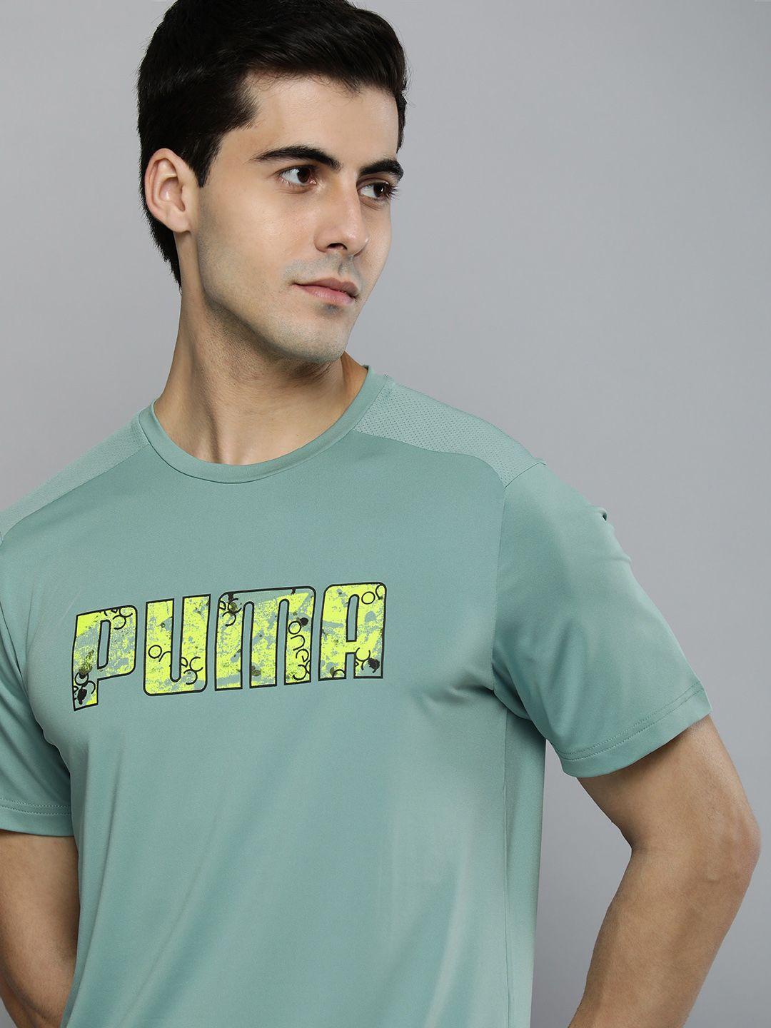 one8 x puma men sea green drycell brand logo printed virat kohli active training t-shirt