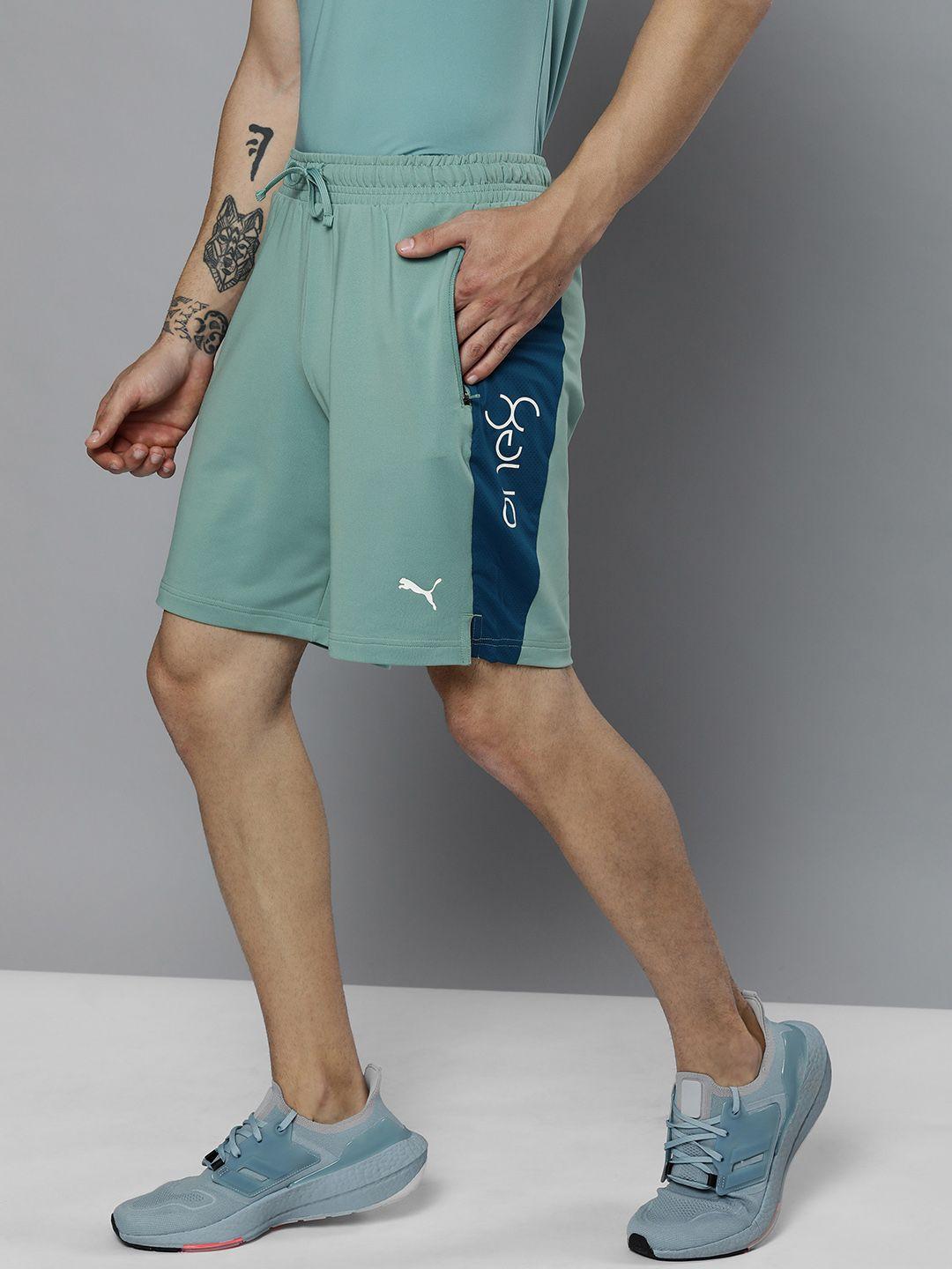 one8 x puma men sea green drycell virat kohli mesh sports shorts