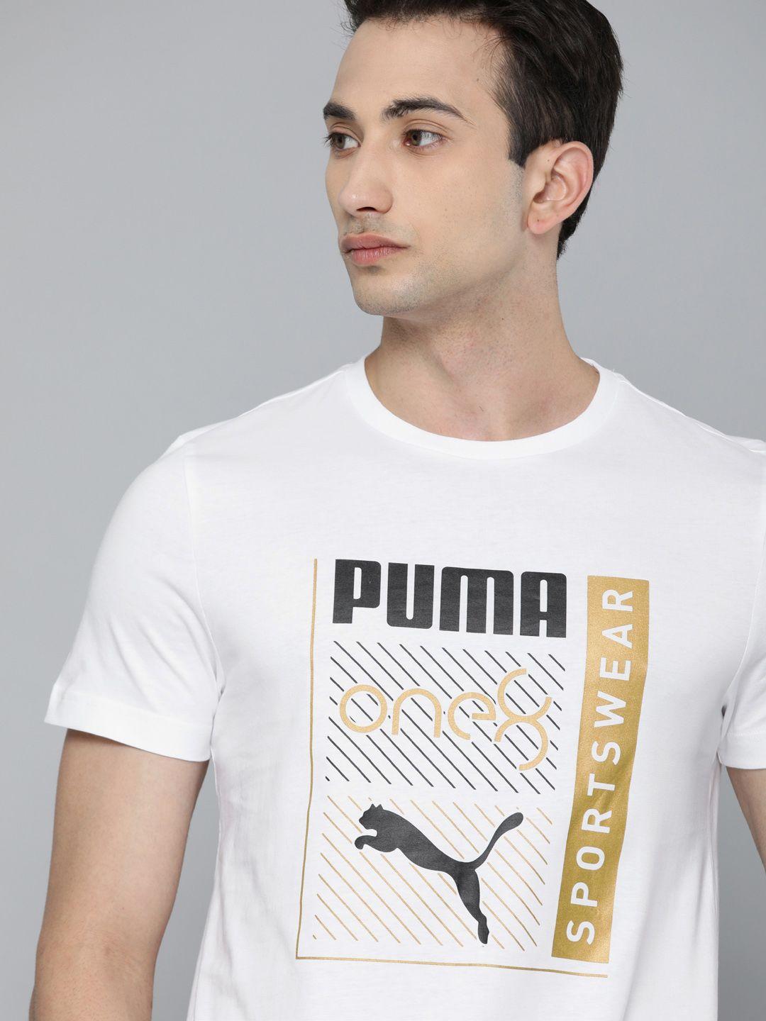 one8 x puma men white printed round neck t-shirt