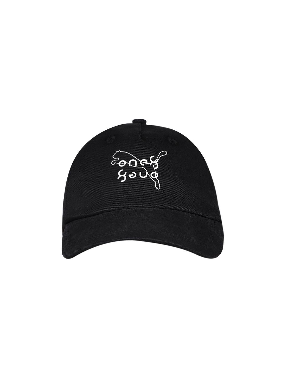 one8 x puma unisex black brand logo printed snapback cap