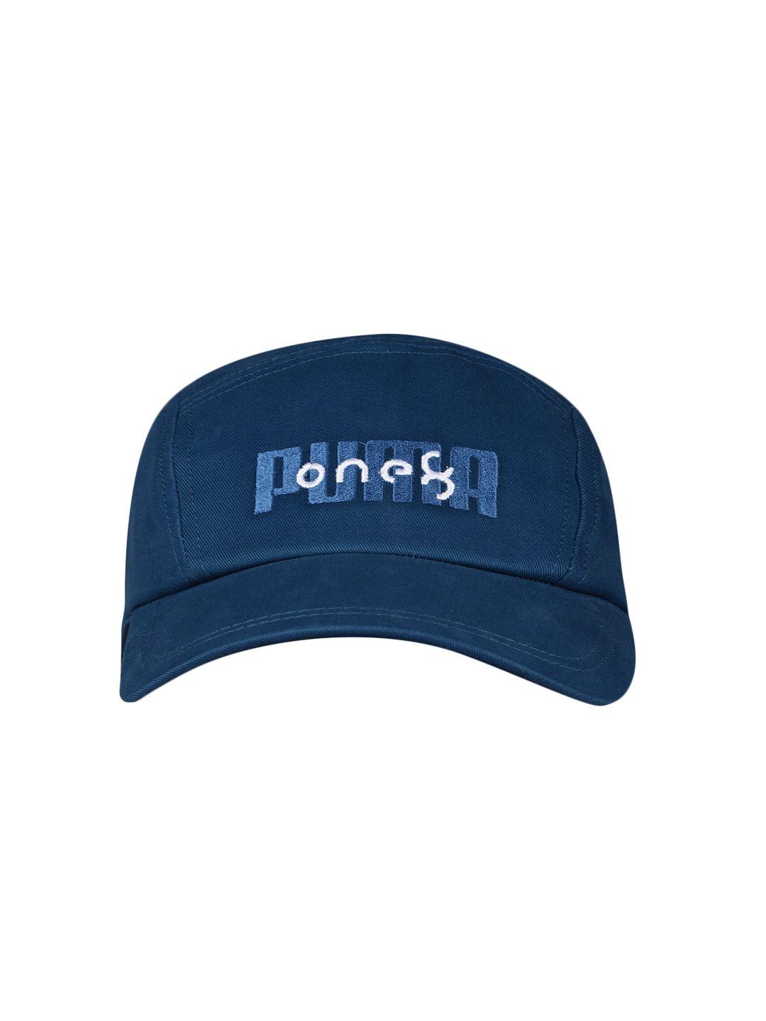 one8 x puma unisex blue brand logo embroidered snapback cap