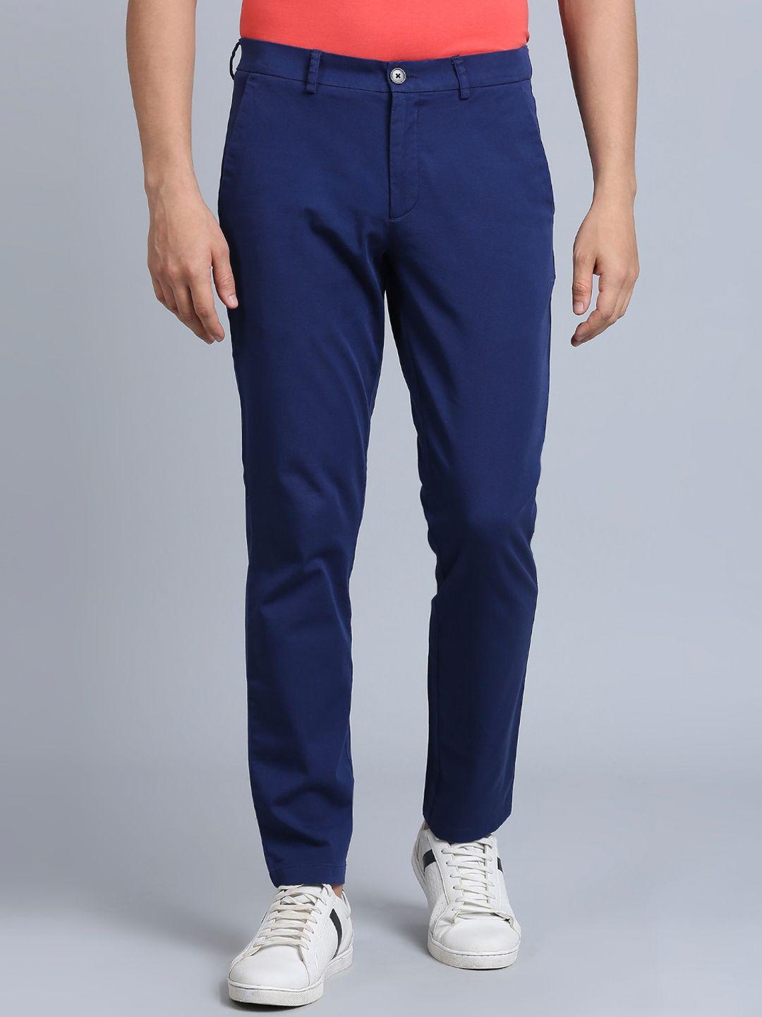 onemile men blue smart slim fit chinos trousers