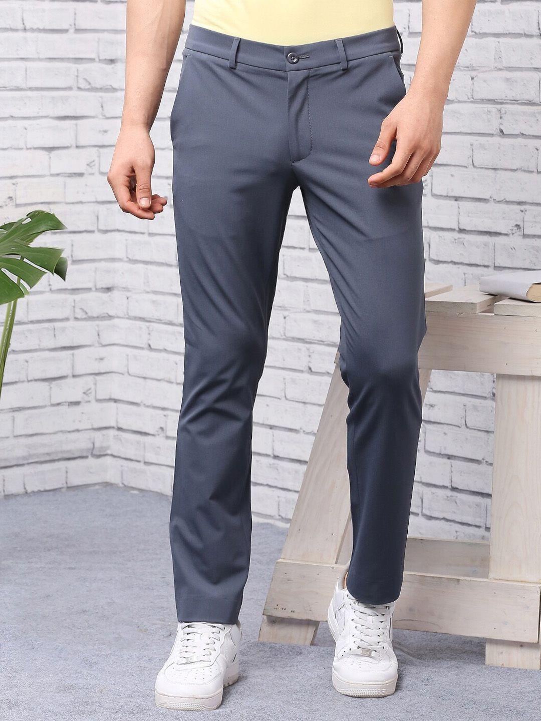 onemile men grey smart slim fit chinos trousers