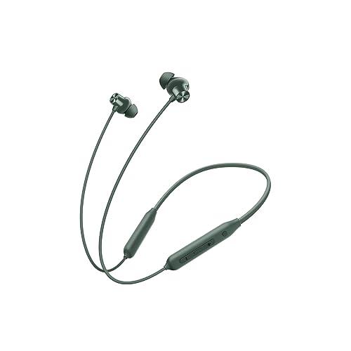 oneplus bullets wireless z2 anc bluetooth in ear earphones with mic, 45db hybrid anc, bombastic bass - 12.4 mm drivers, 10 mins charge - 20 hrs music, 28 hrs battery (green)