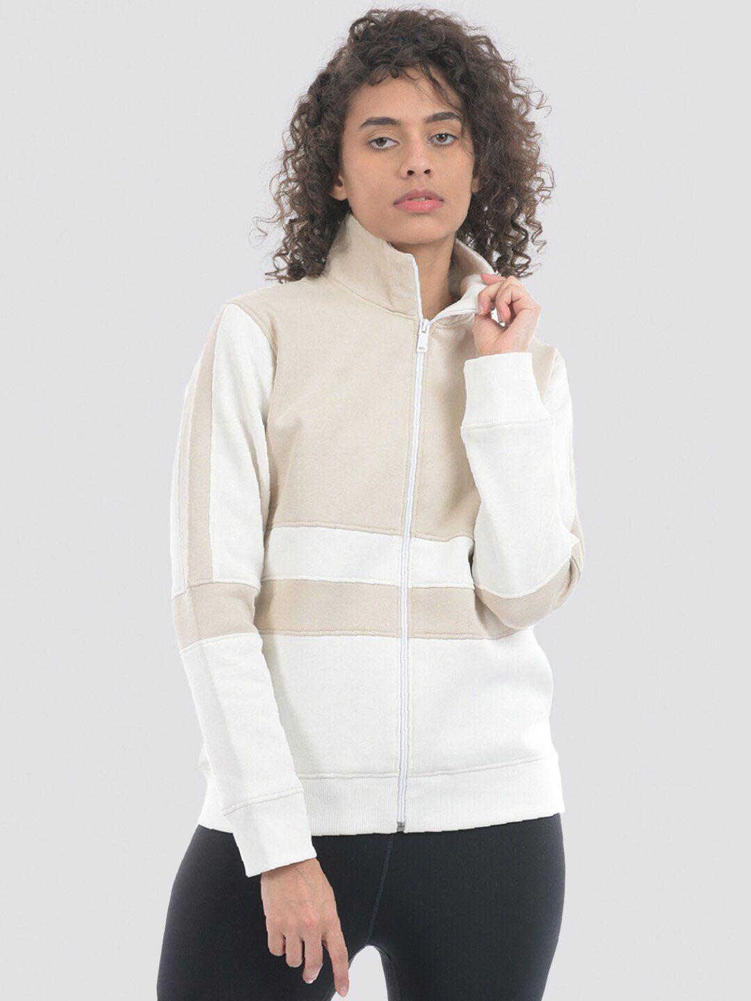 oneway mock collar colourblocked cotton bomber jacket